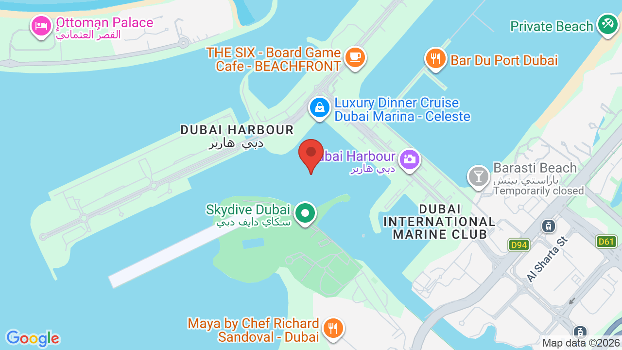 Map showing the meeting point at Dubai Marina